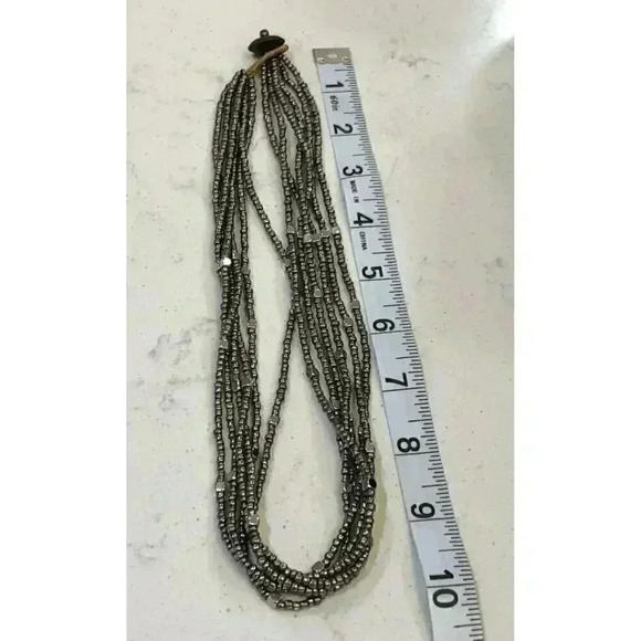 Vintage‎ Antiqued Silver Tone Necklace Retro Boho Chic Multi Strand - Picture 3 of 15